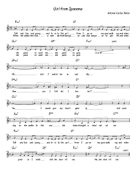 girl from ipanema leadsheet with english lyrics antonio