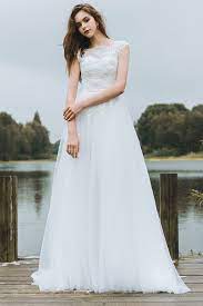 189 99 Simple Lace A Line Boho Beach Wedding Dress Long Tulle Flowy With Cap Sleeves 2018 Df6401 Gemgrace Com Lace Beach Wedding Dress Beach Wedding Dress Simple Wedding Dress Beach
