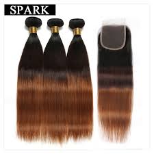 spark ombre straight human hair bundles with closure 1b 4 30