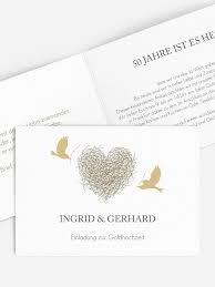 Sprüche für die einladung zur hochzeit, die das herz berühren, machen eure karten noch einzigartiger und können ganz variabel eingesetzt werden: Einladung Goldene Hochzeit Liebesnest
