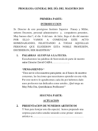 El día del maestro es una fecha más que merecida para todas esas personas que se dedican a la nobleza de la enseñanza. Programa General Del Dia Del Maestro 2019 Pdf
