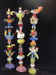 Ceramics Totems In Reuma S Studio Totem Pole Art Totem Garden Art Crafts