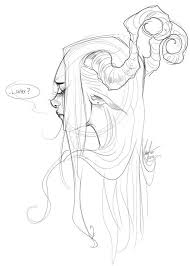 Young Woman W Horns Art Drawings Drawings Sketches