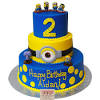 Stack the cakes and push through the 3 skewers to hold the cake together. 1