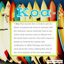 Baby Boy Or Girl Name Koa Nature Name Boho Surfer Name Hawaiian Girl Names Surfer Boy Names Surfer Baby