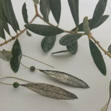 Silver Long Olive Leaf Earrings Leaf Jewelry Stylish Long Etsy Olive Leaf Earrings Leaf Earrings Leaf Necklace Silver