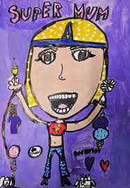 These Year 3s have almost finished their 'Strong Women' project inspired by  Aboriginal artist, Kaylene Whiskey. We looked at lots of Kaylene's  paintings that feature women she admires and discussed her style.