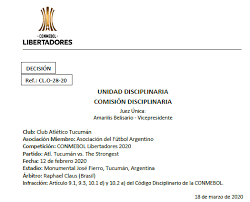 Hubo diferencias en cuanto a la forma de pago,. Multa E Advertencia Ao Club Atletico Tucuman Conmebol