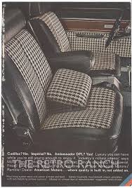Ambassador Dpl Advertisement Houndstooth Check Upholstery Modern And Swanky Car Advertisement Vintage Car Interi Car Interior Upholstery Design Car Interior
