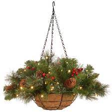 16 Pre Lit Green Crestwood Spruce Hanging Christmas Decor With White Led Lights Christmas Hanging Baskets Diy Christmas Lights Outdoor Christmas Lights