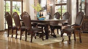 Homury 3 piece dining table set with cushioned chairs, modern counter height dinette set, small kitchen table set with 1 table and 2 chairs for dining room, kitchen, small spaces, espresso and brown. Mcferran Home Furnishings D5004 9 Piece Dining Room Set In Rich Brown D5004 9set Great Furniture Deal