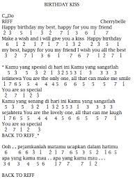 4 4 3 1 2 1 happy birthday to you. Lirik Not Angka Birthday Kiss Cherrybelle