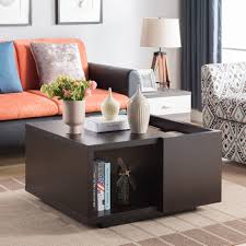 Pushing the walnut finished table top outwards reveal a hidden storage. Furniture Of America Nost Contemporary 32 Inch 1 Shelf Coffee Table Overstock 20603294 Cappuccino