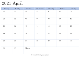 There is a previous and next month for the current month 2021 Printable Calendar April