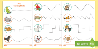 This activity can easily be done at home! Pets Themed Cutting Skills Worksheet Worksheets