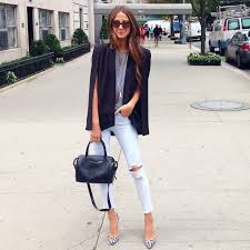 Black Blazer With Jeans Women Women S Black Blazer Grey Crew Neck T Shirt Light Blue Ripped Skinny Jeans White And Black Leopard Leather Pumps Fashion Style Cape Blazer Outfit