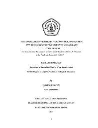 Kamus besar dari bain dalam bahasa indonesia. Pdf The Application Of Presentation Practice Production Ppp Technique Toward Students Vocabulary Achievement Novi Yoshinaka Academia Edu