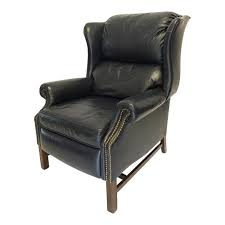 Lane Navy Leather Mid Century Wingback Recliner Recliner Navy Leather Lane Furniture