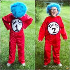 Bright blue yarn and ski hat. Thing1 2 Costume Mom Spotted