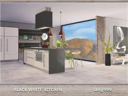 Ung999 S Black White Kitchen Sims 4 Kitchen Black White Kitchen Modern Kitchen Set