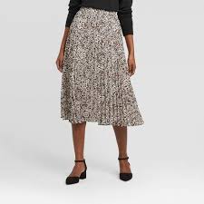 Black A Line Midi Skirt Women S Leopard Print High Rise Pleated A Line Midi Skirt A New Day Black White In 2020 Midi Skirt Womens Skirt Leopard Print