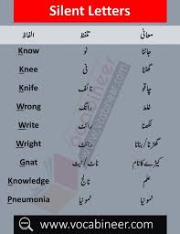 Silent Letters With Urdu Meanings Basic English Grammar In Urdu Download English Learning Books In English Vocabulary Words Learn English Words English Words