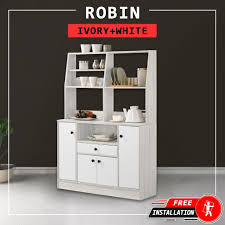 Robin Kitchen Cabinet Multiple Storage in Ivory & White Colour