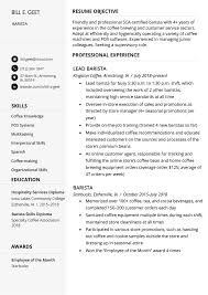 barista resume example & writing tips