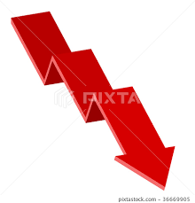 Red Moving Down Arrow Financial Chart Stock Illustration