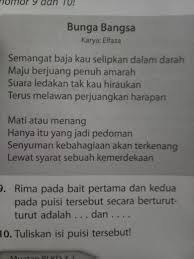 Tuliskan isi syair lagu pada bait kedua. 9 Rima Pada Bait Pertama Dan Kedua Pada Puisi Tersebut Secara Berturut Turut Adalah Brainly Co Id