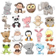 Set Of Animals Cute Drawings Cute Cartoon Animals Cute Animal Illustration