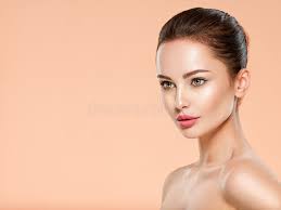 Portrait of Brunette Girl with Lemon and Vanilla Ice Cream in Summer Stock  Photo