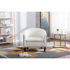 ﻿﻿these 50+ spaces are bound to inspire you. Tiramisubest Accent Barrel Chair Living Room Chair Pu Leather White Overstock 32819242