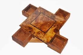 Large hand carved wood puzzle box w/ secret hidden sliding hinge. Handmade Moroccan Thuya Wood Puzzle Box Handcrafted Box Handcrafted Jewelry Box Wood Puzzle Box