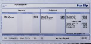 Standard Payslip Slp2 Things To Sell Payroll National Insurance Number