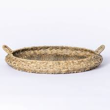 Large tray, woven rattan tray for coffee serving, woven tray, wicker tray for housewarming gift ravenstudiocrafts. Large Round Manmade Outdoor Wicker Tray Threshold Designed With Studio Mcgee Target