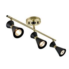 Addington Park Ina 2 Ft 3 Light Matte Black And Antique Brass Gu10 Contemporary Track Lighting Kit With 3 X 50 Watt Bulb Included 60010 The Home Depot