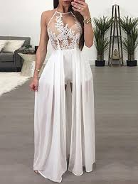 Sheer Mesh Lace Applique Maxi Romper Dress Maxi Romper Chiffon Maxi Dress Romper Dress