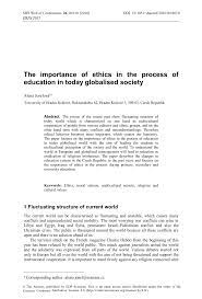 Pdf The Importance Of Ethics In The Process Of Education In Today Globalised Society