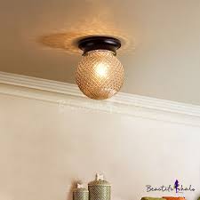 Beautiful, functional lighting can make your bathroom a serene and at brighter homes lighting gallery, we have a wide range of flush mount ceiling light fixtures for you to choose from. Industrial Vintage Flush Mount Ceiling Fixture With Globe Glass Shade In Amber Takeluckhome Com