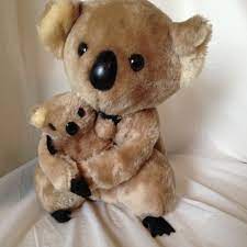 Vintage 1970s Dakin Plush 10 Koala Bear And Hugging Baby Set Velcro Arms Korea Plush Animals Koala Bear Koala