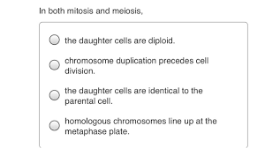 Maybe you would like to learn more about one of these? In Both Mitosis And Meiosis The Daughter Cells Are Chegg Com