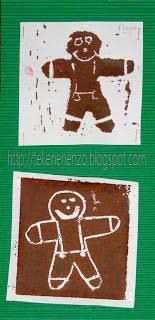 Kids Artists Gingerbread Man Printing Lesson Christmas Art Projects Artists For Kids Christmas Arts And Crafts