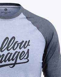 Download Men S Heather Raglan 3 4 Length Sleeve T Shirt Mockup Front View In Apparel Mockups On Yellow Images Object Mockups