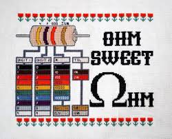 ohm sweet ohm cross stitched resistor reference chart