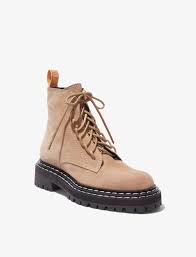 Suede Lug Sole Combat Boots In Brown Proenza Schouler