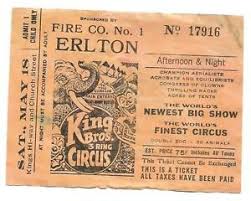 Details About Vintage Cole Bros 3 Ring Circus Ticket Erlton Fire Co 1 Child Only