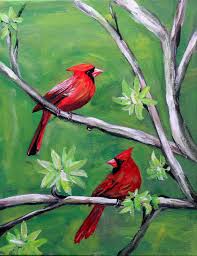 Bird Paintings On Canvas Bird Painting On 11 Quot X 14 Quot Stretched Canvas Red Cardinal Painting Original Canvas Art Unframe Birds Painting Cardinal Painting Original Canvas Art