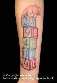 They can also make you look like you're trying too hard . Children S Play Blocks Tribute Tattoo Tribute Tattoos Tattoos With Kids Names Baby Name Tattoos