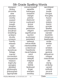 5th Grade Spelling Words List